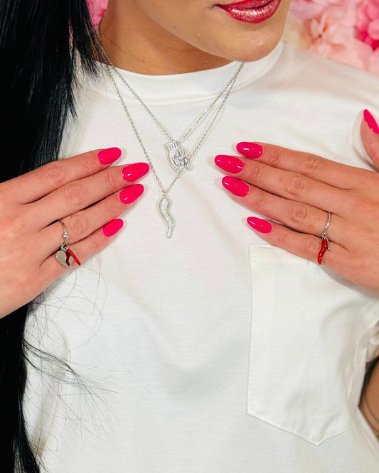 COLLANA CORNO ZIRCONI